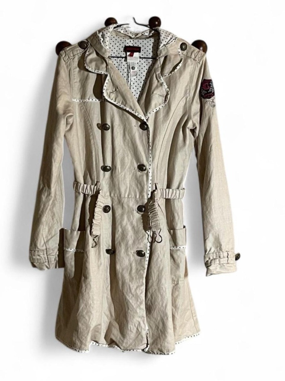 Vintage y2k Catimini Preppy Tan Trench Coat for Girls preteen teen 16 XL